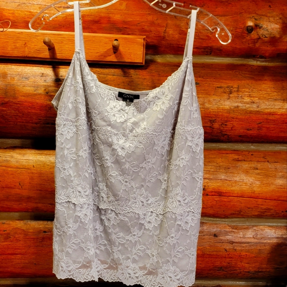 GNW SzXl Grey Cami lace,floral top